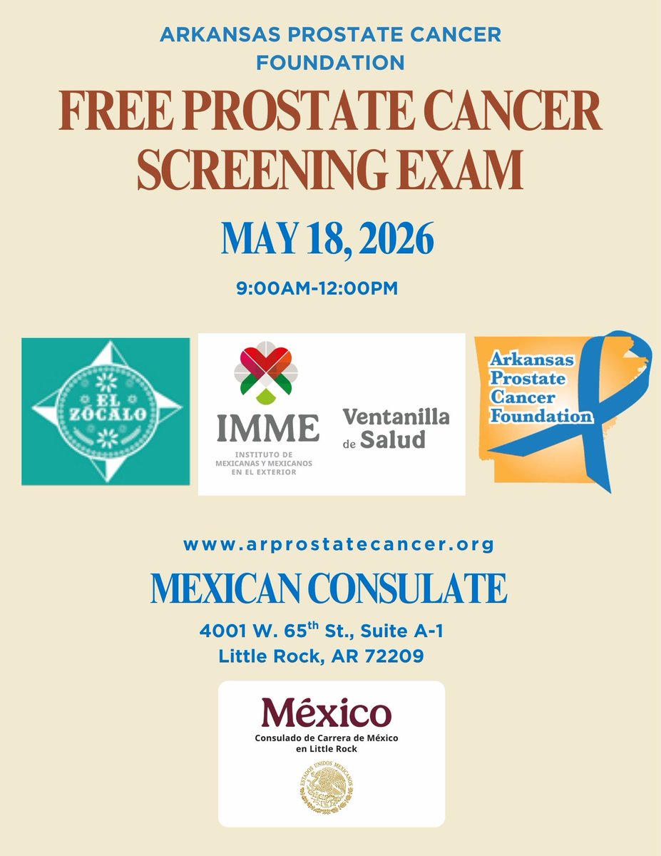 APCFoundation's tweet photo. Men 45+ who have never had a prostate cancer screening, it’s time.

If you are African American or have a family history of prostate cancer, screening should begin at age 40.

FREE screening Monday, May 18.
Only a quick blood draw. 💙
📍 Mexican Consulate
🕘 9AM-12PM https://t.co/RnO5qqvuKx