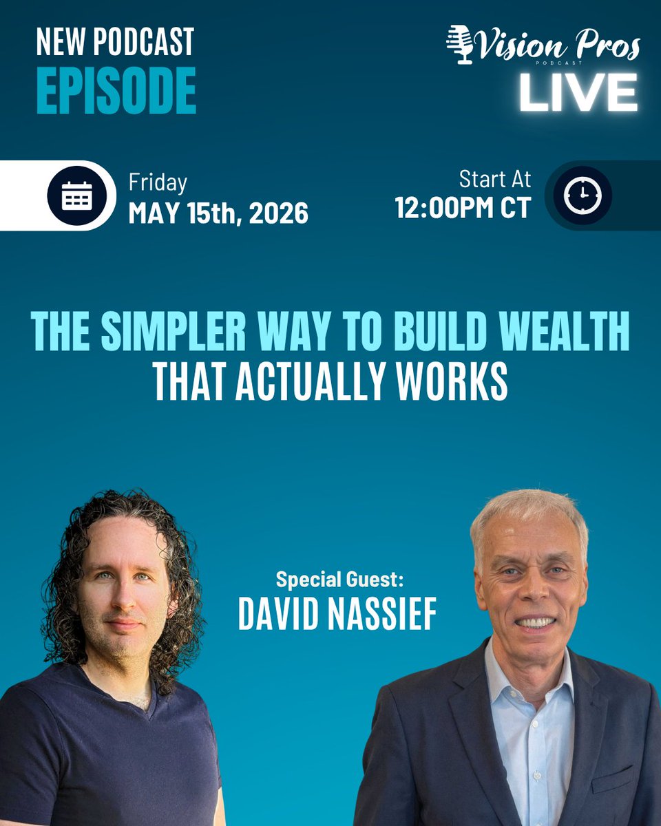 FCBusinessPower's tweet photo. Long-term wealth is often built through clarity, consistency, and simple decisions.

David Nassief joins Vision Pros Live to discuss practical approaches to financial growth and long-term planning.

📅 May 15 at 12:00 PM (CT)

#VisionProsLive #FinancialGrowth #WealthStrategy https://t.co/ZZvM56oycy