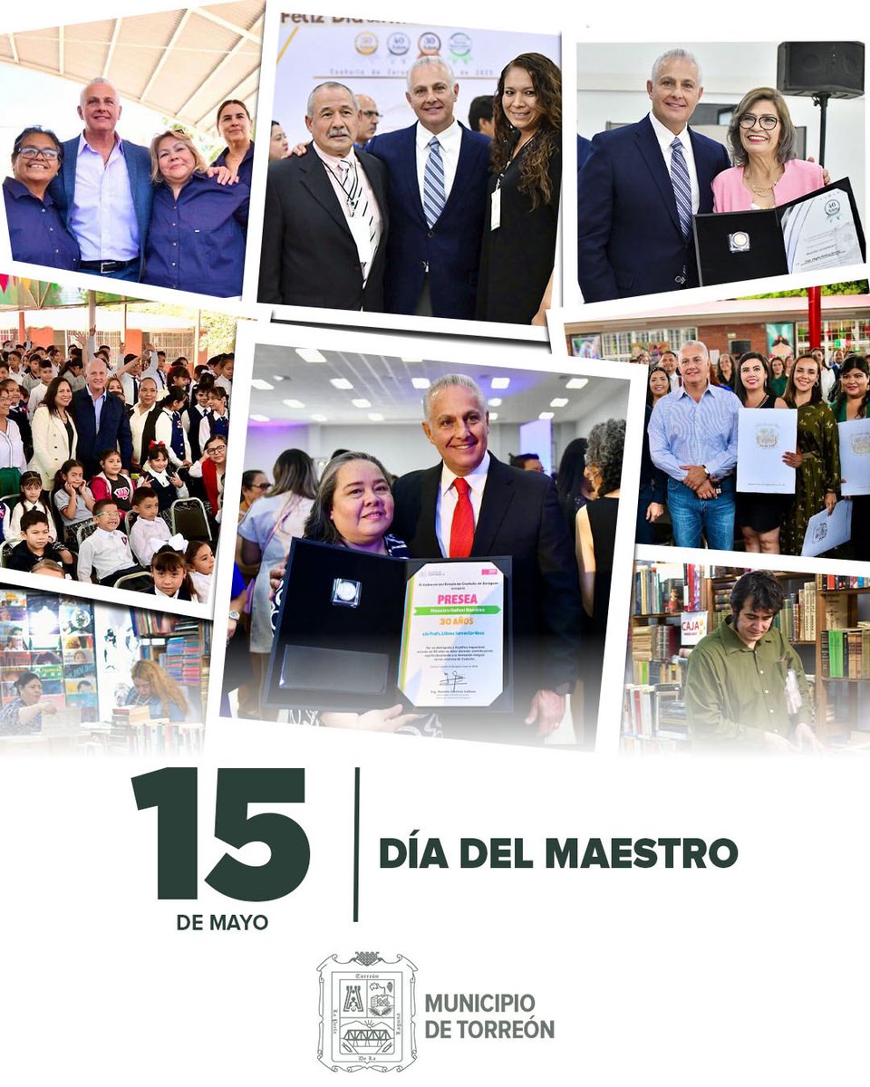 RomanCepeda's tweet photo. Mi reconocimiento a todas las maestras y los maestros por su dedicación, compromiso y vocación de servicio en la formación de niñas, niños y jóvenes. Su labor es fundamental en la construcción de un mejor futuro para #Torreón.

Muchas felicidades en su día. #DíaDelMaestro https://t.co/eT1fWnEwXs