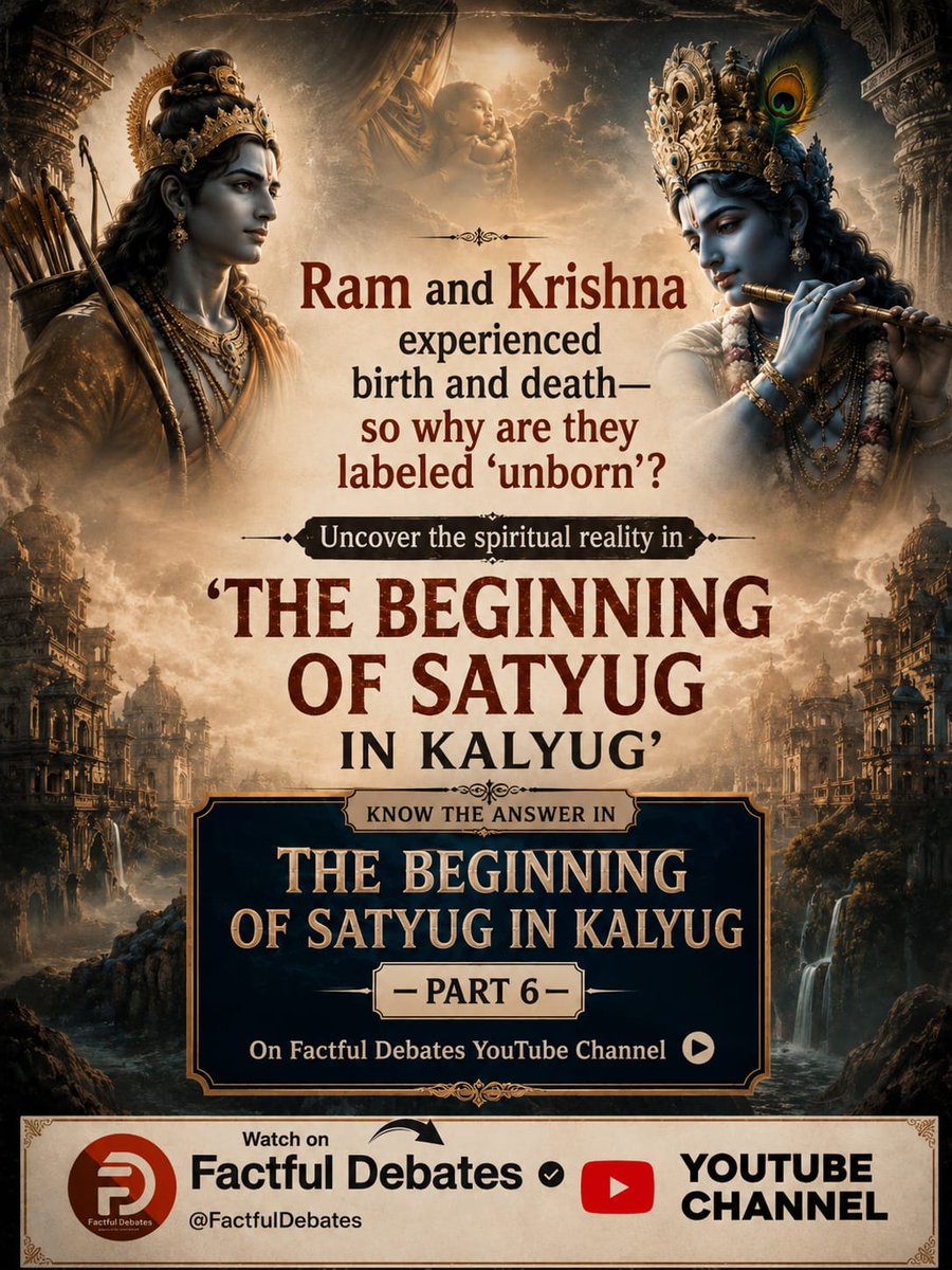 ShyamSavitari's tweet photo. #सुदामा_कृष्णजीके_भक्त_नहींथे
Ram and Krishna were born from their mother's womb and then died;
so how can they be considered 'unborn'?
Factful Debates Yt Channel https://t.co/n9shEESuuI