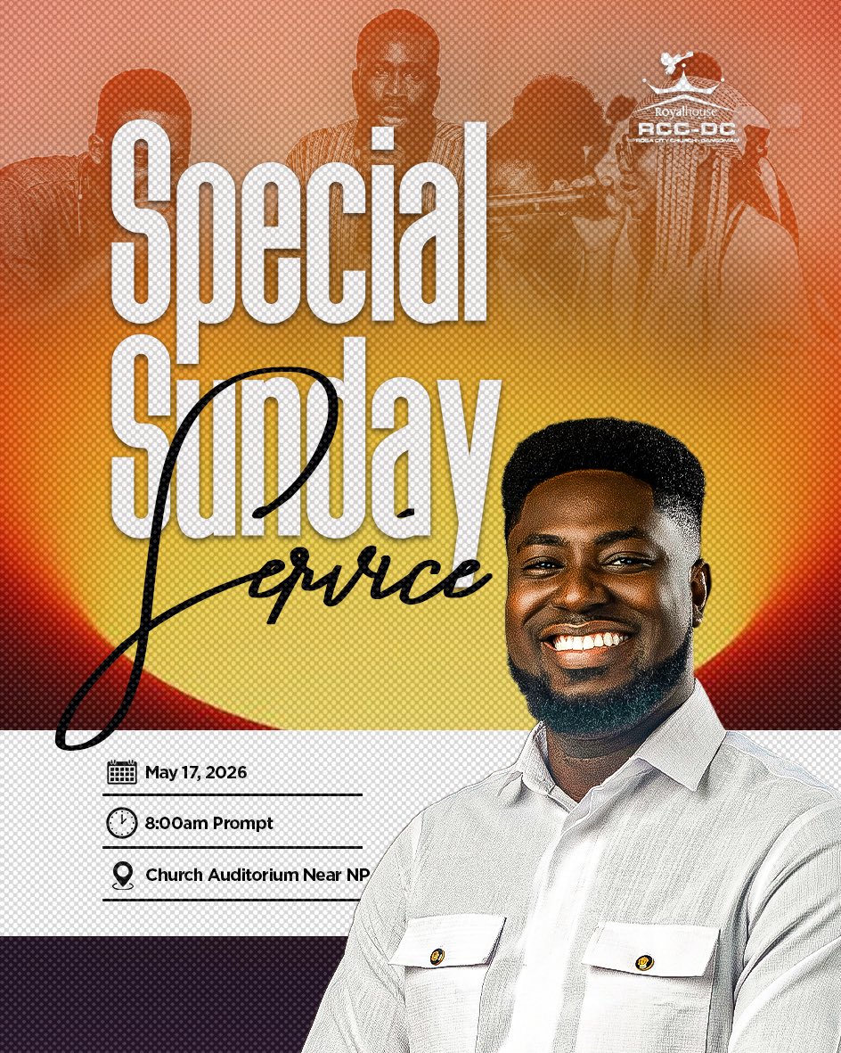 rcc_dc's tweet photo. ✨ Special Sunday Service ✨

Join us this Sunday for a powerful encounter with God through worship, prayer, and the Word.

🗓️ May 17, 2026
⏰ 8:00 AM Prompt
📍 Church Auditorium Near NP

Come expectant. Invite a friend. We can’t wait to worship with you! 🙌🏾🔥 https://t.co/1Gcp0VT8uk