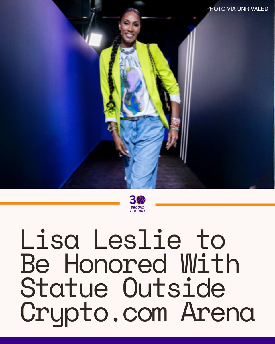 30SecTime's tweet photo. Lisa Leslie will be honored with a statue outside https://t.co/HckycclFtF Arena later this year. 🫡

One of the greatest players in WNBA history is getting a permanent place in LA basketball history.

It’s one of the top stories in today’s issue of 30 Second Timeout. https://t.co/0EyrbdJLwC