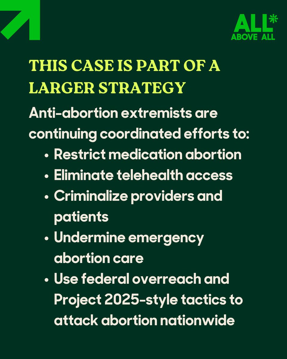 AllAboveAll's tweet photo. This decision matters. But the coordinated attacks on abortion access, telehealth care, providers, and patients are far from over.

Head over to https://t.co/xxv5fQRJuk to stand with us in the fight for reproductive freedom! https://t.co/pWiBLcMiMX