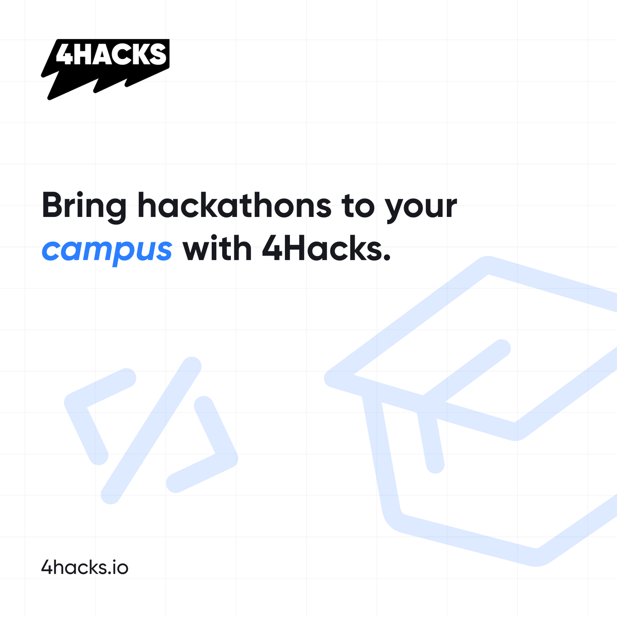4Hacks_io's tweet photo. Calling university clubs, CS departments, and innovation programs:

4Hacks lets you run a full hackathon for your students registration, teams, submissions, judging all on one platform.

No logistics nightmare. No external tools.

Bring tech innovation to your campus. https://t.co/8ZbgnjLB80