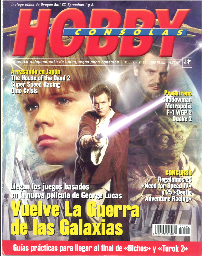Jorobaflanders's tweet photo. Con el Episodio I ya estrenado en EEUU (en España aún hubo que esperar a después del verano) se preparaba toda una oleada de nuevos juegos de Star Wars, y por ello Hobby Consolas le dedicaba por vez primera su portada en el Nº92 en mayo de 1999.
¡Arranca el Delorean del retro! https://t.co/D38jUglGG8