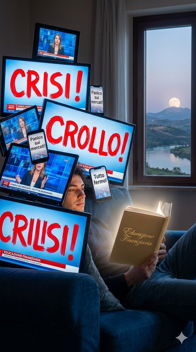 Frenga82's tweet photo. "C'è la crisi, scoppia la guerra, meglio tenere i soldi sotto il mattone". 📺 Le notizie sono fatte per creare ansia, perché l'ansia genera click. https://t.co/CB66yjm35e