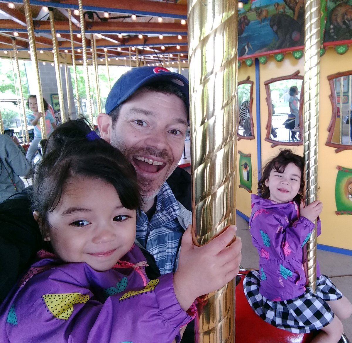 nealgorman's tweet photo. Happy anniversary to our #CarouselAdventure! It started this day 2018 at the @brookfield_zoo. Something sparked that day &amp; I’ve been chasing the smiles ever since. Now we've ridden 105 carousels in 14+ states, driven 30,000 miles &amp; made lots of memories! #dadlife https://t.co/pWZUrxDHaE