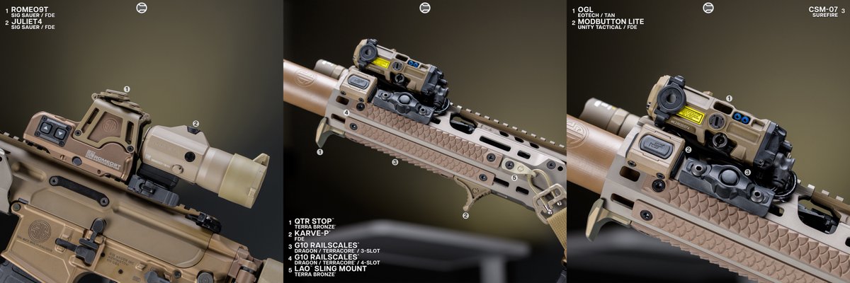 RailScales's tweet photo. One of our LT SD’s ready for FDE Friday

• QTR Stop | Terra Bronze
• Karve-P | FDE
• G10 RailScales | Dragon | TerraCore | 3-Slot & 4-Slot
• LAO Sling Mount | Terra Bronze
• Hardtop Mount | Terra Bronze
• MCX CSMR Button | Terra Bronze

#RailScales #G10Scales #TerraCore #QTR #CSMR #SigSauer #MCX #MCXSPEARLT #MCXSD #Romeo9T #Surefire #ScoutLightPro #EOTech #OGL #UnityTactical #ModButton #BlueForceGear #ULoop #PoiTac #Magpul #MLOK #Profoto