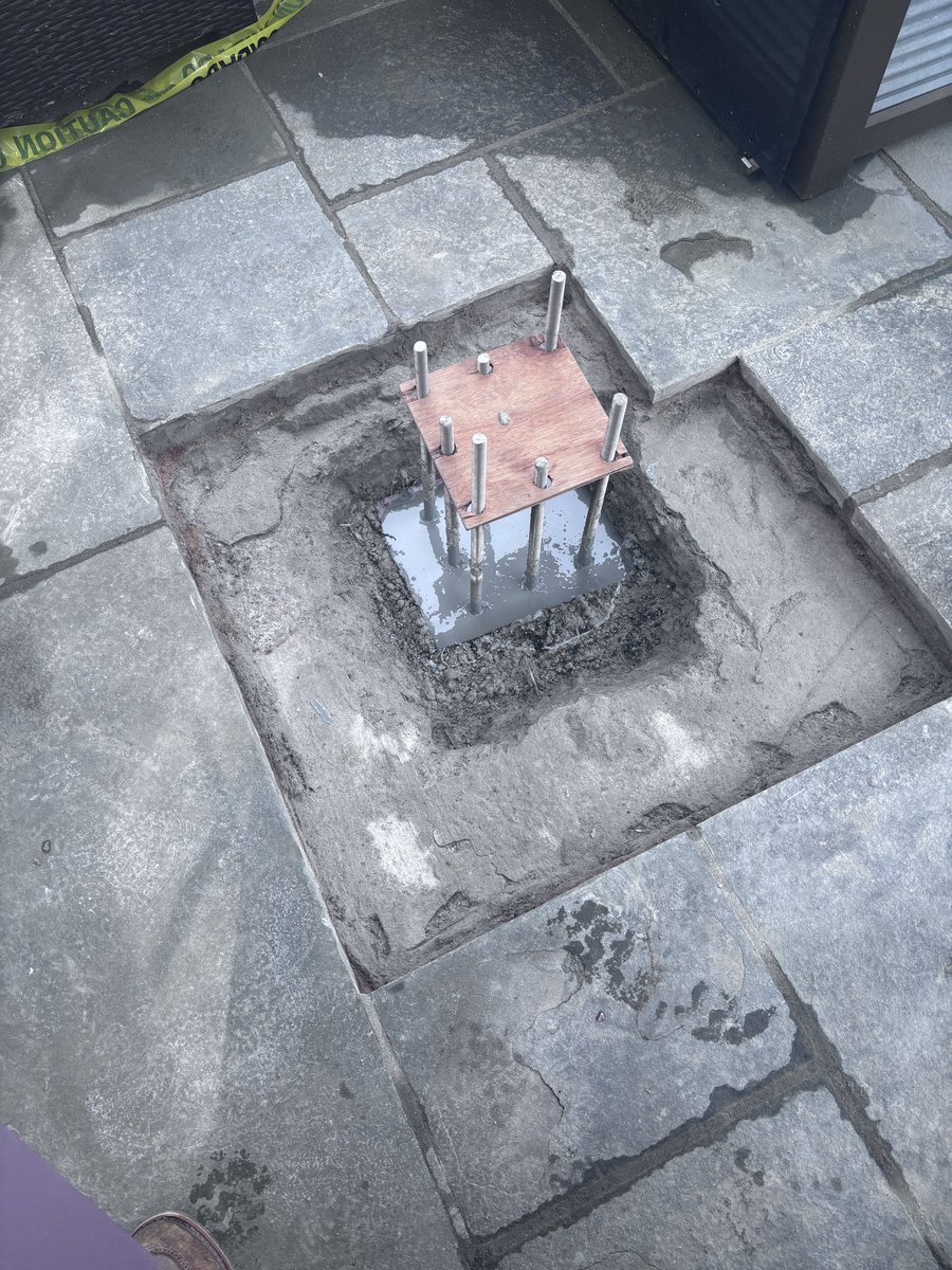 GilraceMasonryI's tweet photo. Structural steel + waterproofing retrofit at Tedesco Country Club, Marblehead MA.
Bluestone removal, slab demo, steel anchor install, reinforced waterproofing, grout, stone fitting &amp; joint restoration while protecting occupied space below.
#Masonry waterproofing Boston 
#gilrace https://t.co/0HXEH9KH4u