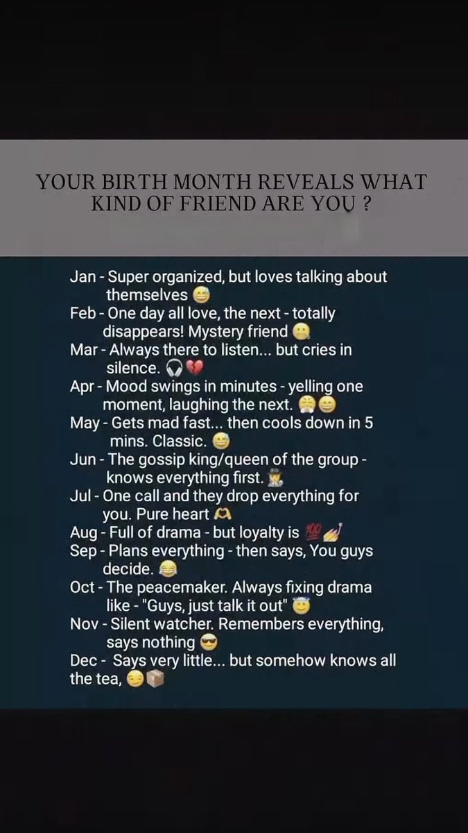 logicnama's tweet photo. YOUR BIRTH MONTH REVEALS WHAT KIND OF FRIEND ARE YOU? https://t.co/rUZcPDfNT3