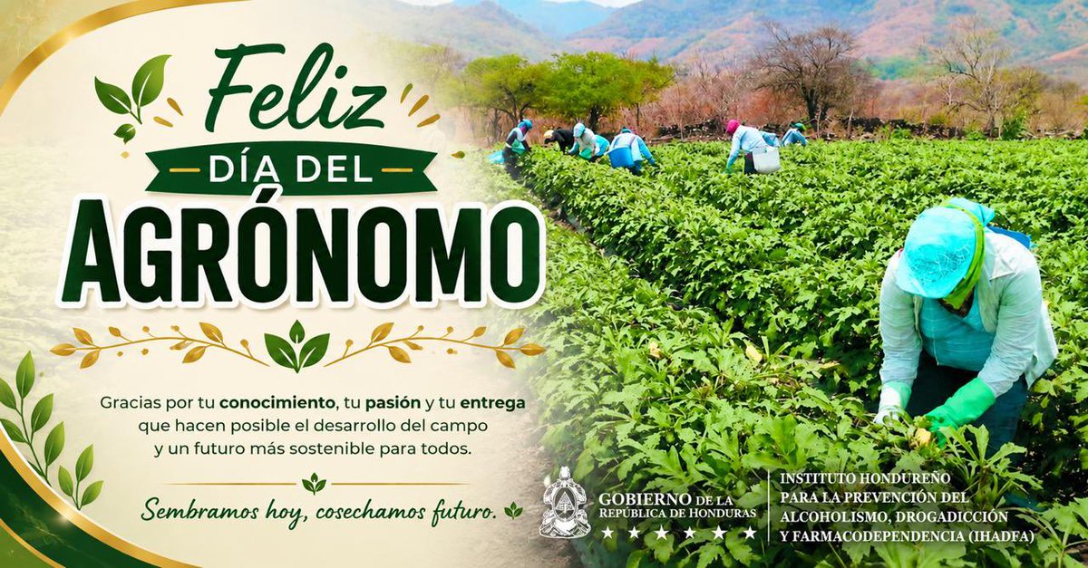 IHADFA's tweet photo. 🌱🚜 ¡Feliz Día del Agrónomo! 👩‍🌾👨‍🌾

Desde #IHADFA reconocemos la dedicación y esfuerzo de quienes trabajan por el desarrollo agrícola, la seguridad alimentaria y el bienestar de Honduras. 🇭🇳🌾

“Sembramos hoy, cosechamos futuro.” 💚

#DíaDelAgrónomo #Honduras #Agricultura https://t.co/1JMPFNngVk