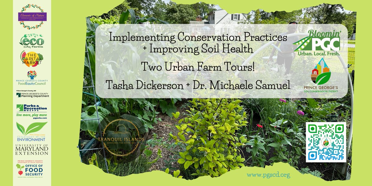 pgcscd's tweet photo. Join us (in-person only) for TWO tours and a discussion focusing on conservation Best Management Practices that improve soil health, biodiversity, and water quality on two urban farms.

Register here: https://t.co/5CaDTtZTXG https://t.co/5xJC0NUxM1