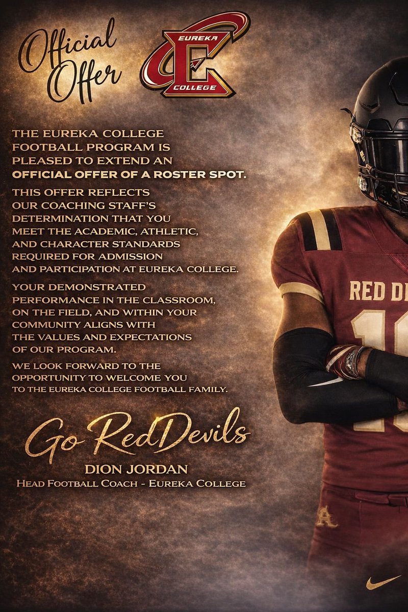 AntwanLaughlin1's tweet photo. Blessed to receive my first college offer from Eureka College Go Red Devils https://t.co/UMxGwCboQS