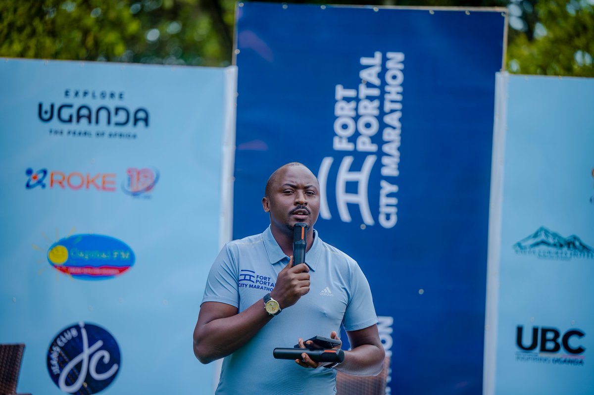 FPcitymarathon's tweet photo. @VinAraali, Our MC is welcoming everyone to the launch of the 2nd Edition. 

The energy here is amazing, with the Tooro Kingdom, Kabarole District leaders, running clubs, sponsors, and media all coming together. 🔥

It truly takes a village, and this is what organizing a marathon is all about. 

#fortportalcitymarathon
#aruninparadise