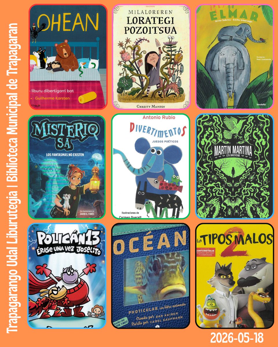 olasolib's tweet photo. Aste honetako berriak haur-gazte sailean  - Novedades esta semana en la sección infantil-juvenil
#novedades #berriak #komikia #ezfikzioa #gazteliteratura #ipuinak #cómic #noficción #DVD https://t.co/WanjfrMPrE