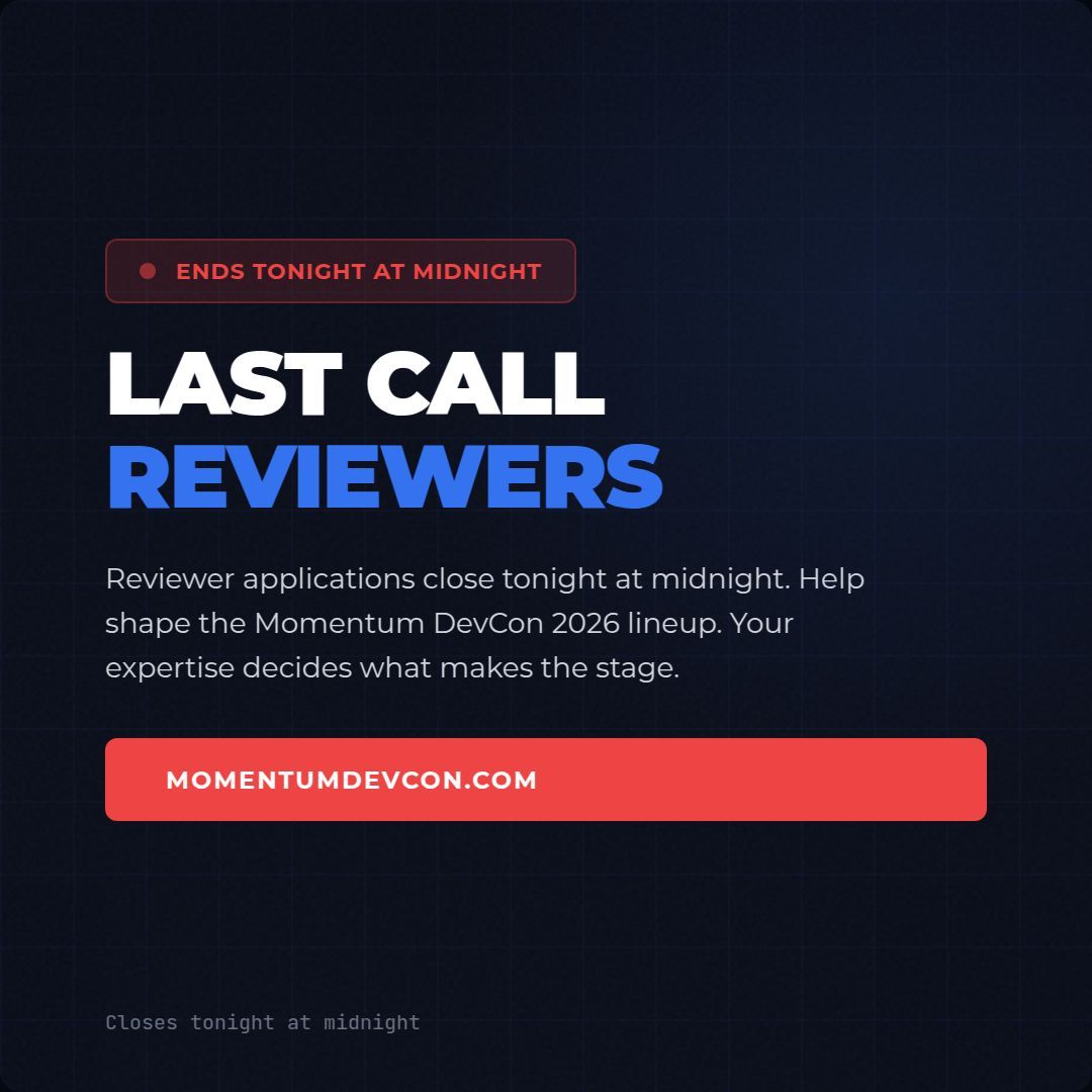 momentumdevcon's tweet photo. Every session on the Momentum stage goes through our review committee first. If you've got opinions about what makes a great conference talk, we want you on the team. All you need is experience and good judgment.
Find  more information at https://t.co/anD5x388Sp https://t.co/v7nUB7DABT