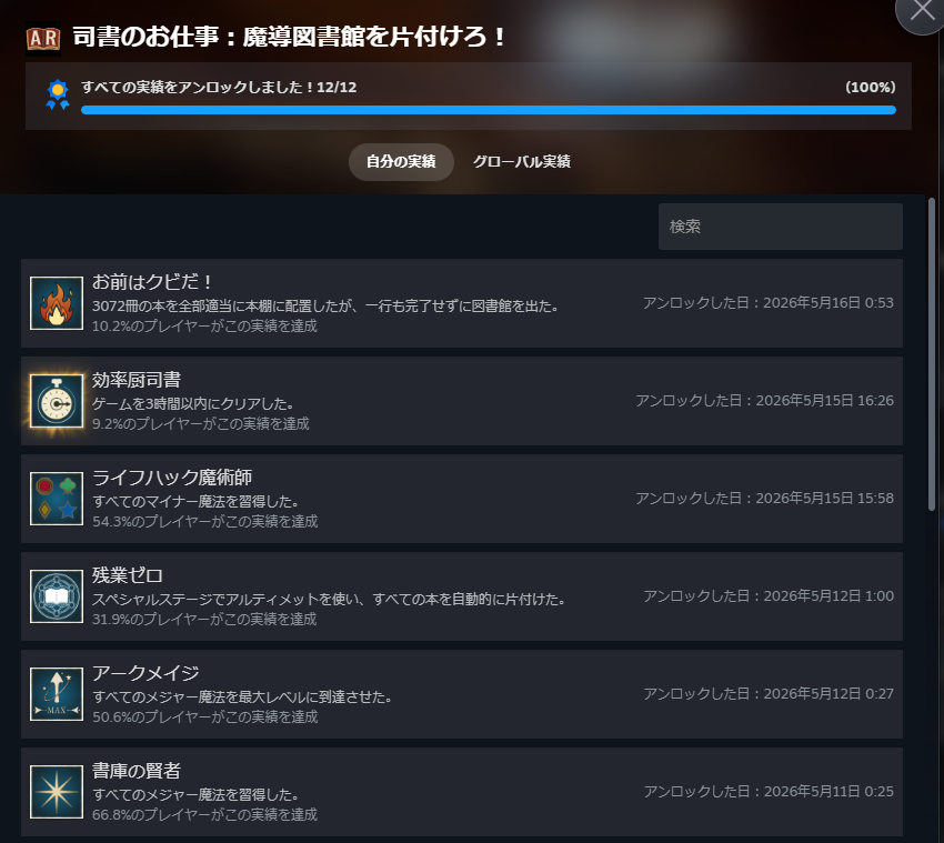 d13_1979's tweet photo. #Librarian 実績解除完了。適当にすべての棚を埋めるやつが一番辛かった。 https://t.co/0gktLcbypQ