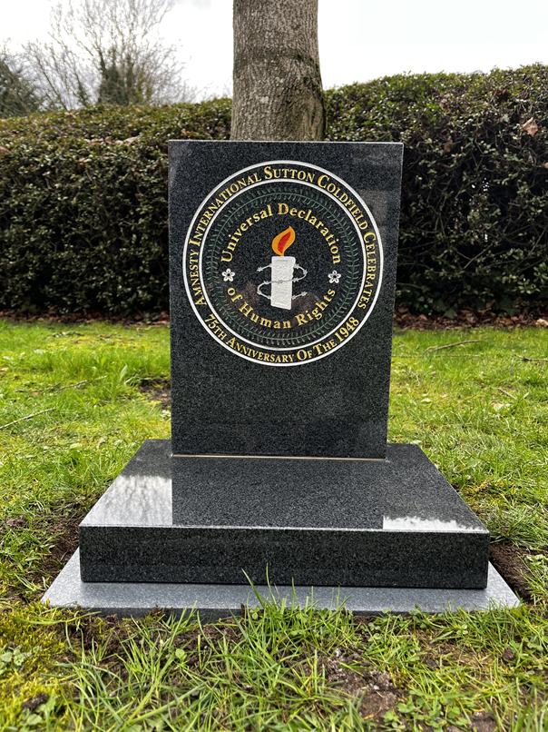 SuttonAmnesty's tweet photo. We are grateful to Professor Carl Chinn for unveiling our plaque celebrating the 75th anniversary of the Universal Declaration of Human Rights. Thank you also to Lilies Funeral Directors for sponsoring the plaque and Sutton Coldfield College for hosting. https://t.co/cD4kvcJyxL