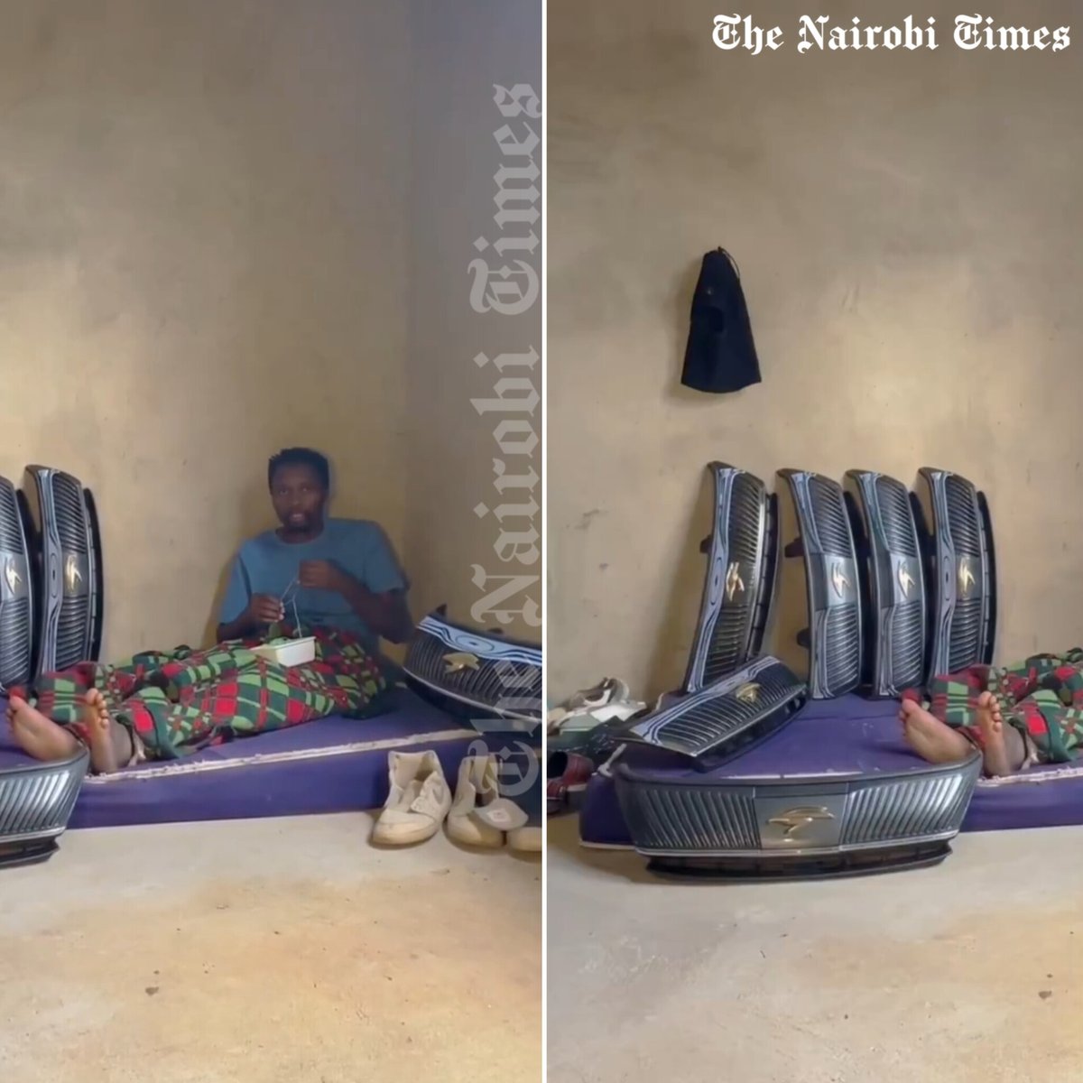 TheNairobiTimez's tweet photo. Local man has sparked massive reactions online after sharing a video showing more than eight Toyota Harrier grilles stacked inside his dusty single-room house while allegedly asking viewers to “DM for business.”

The viral clip, which quickly spread across social media, comes amid growing reports of rampant Harrier grille thefts across Nairobi, especially in traffic snarl-ups and parking lots.

Watch 👇📽️