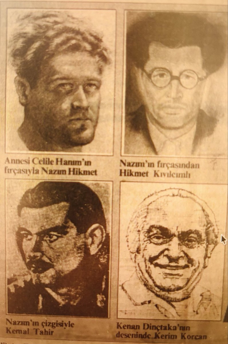 Guven_Avc's tweet photo. Nazım Hikmet, Annesi Celile Hanım ve Kenan Dinçtaka’nın fırçalarıyla Kemal Tahir, Nazım Hikmet, Hikmet Kıvılcımlı ve Kerim Korcan https://t.co/bGs9KSkyTR
