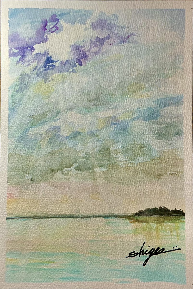 森の天使　透明水彩画　お値下げ致しました On a cloudy day, the sun's ladder(like a sunbeam)(雲が多い日 天使