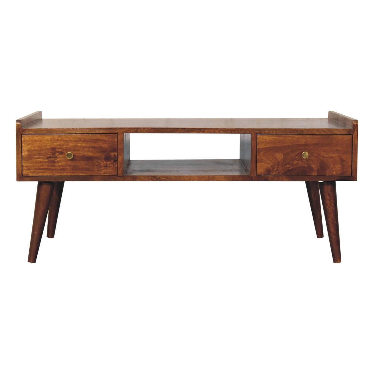 SmiddyFurniture's tweet photo. Today I noticed how the rich grain and warm oak tones of the Elevated Chestnut Media Unit completely changed my small living room corner—it feels so much cosier. I kept the top clear except for a single plant, letting the clean lines really shine. https://t.co/ytZ0UAoEjL