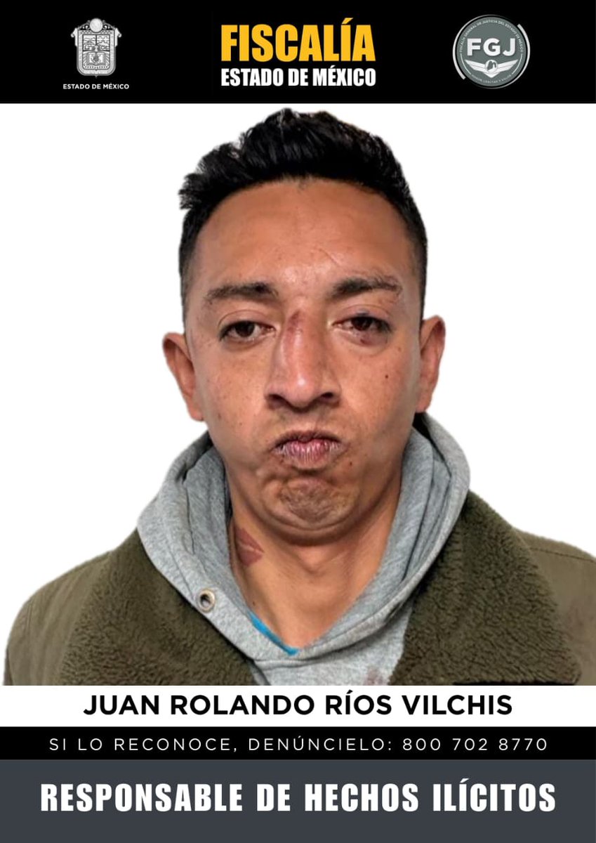 FiscaliaEdomex's tweet photo. #Sentenciado
Juan Rolando Ríos Vilchis fue sentenciado a 11 años ocho meses de prisión, después de que la #FiscalíaEdoméx Gneral de Justicia del Estado de México acreditó ante una Autoridad Judicial su responsabilidad en el delito de robo con violencia, registrado en el municipio de #Toluca.
https://t.co/hhzj25fhW3