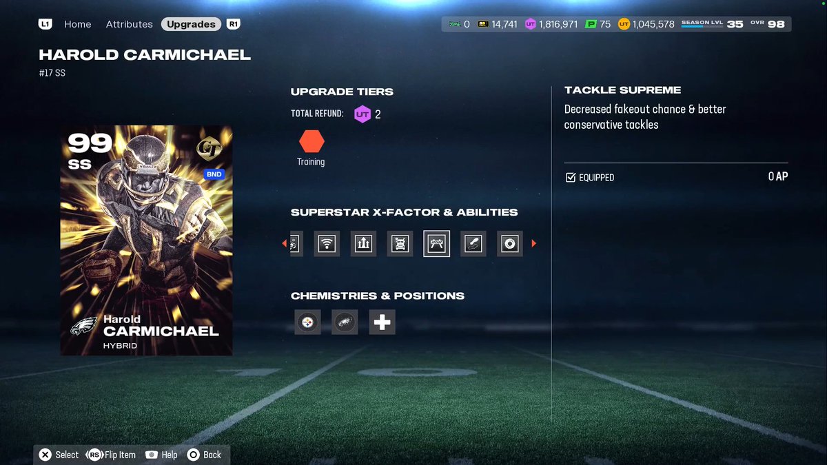 MaddenAcademy_'s tweet photo. TRENDING: My Top 7️⃣ Tips For End Game Madden

1️⃣ Have Tackle Supreme or Secure Tackler on EVERYONE.

To make tackles vs. the crazy ass freight trains and yac em up

2️⃣ Make sure you're holding down X if you're ps5 or A if you're xbox when in range for a tackle.

Or else your tackle supreme or secure won't always activate.

3️⃣ Stack Enforcer Supreme with Avalanche.

This'll increase your number of hit sticks attempts.

4️⃣ Don't rely on the cpu to generate the hitstick for you.

If you have avalanche, click on and be flicking up on the right stick to activate Avalanche at a higher clip.

5️⃣ Know when to conservative tackle vs dive tackle vs hitstick.

If you're 1 on 1 in open field go for a dive tackle (square on ps5 or x on xbox).

As you have a wider tackle window with dives.

If you have 2+ defenders around you:

It's worth going for a hitstick as avalanches are stupid overpowered and broken.

And your support defenders can clean up worst case. 

If the receiver is running at angle and there's no or only 1 defender around you:

That's when I'll go for a conservative tackle.

6️⃣ Own a think-for-yourself system to help guide you in calling the smartest playcalls consistently.

(Regardless of the O or D you run)

The 16 Spaces System in bio will help you become a drastically smarter player in just 7 days.

7️⃣ Have tank on offense to reduce the dumb ass random avalanche fumbles.

Follow @MaddenAcademy_ for daily help on mastering Madden's MENTAL.

At 100 likes ❤️ i'll reveal the updated best abilities by position