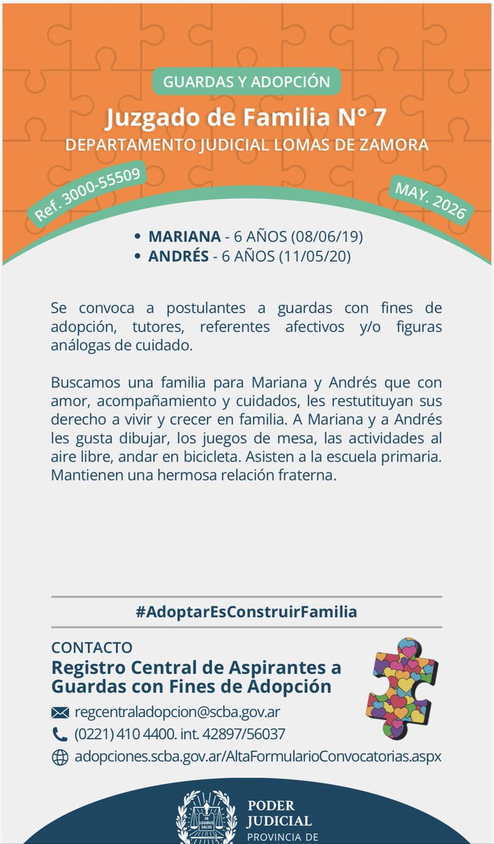 DrimysWinteriok's tweet photo. Hola! Me ayudan con difusión? Buscamos familias que se postulen para adoptar a Mariana y Andrés.  dos niños de 6 años inseparables. https://t.co/uIopyskCve