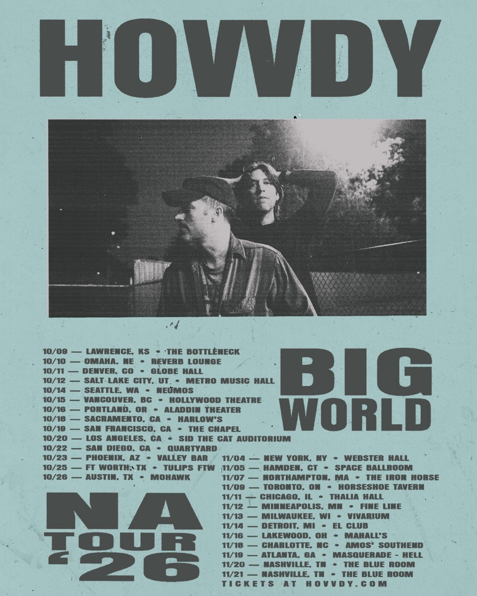 hovvdy's tweet photo. Big World Tour 🌎 tickets on sale now
https://t.co/DFhAOXzkIU https://t.co/quyvY4hYJc