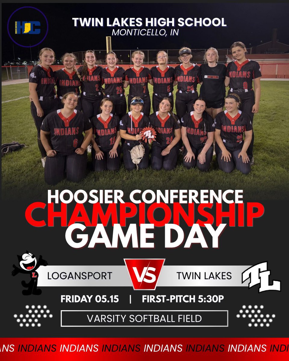 TLSoftball's tweet photo. Join us TONIGHT! 5:30 PM for the @INHoosierConf Championship https://t.co/Xuy6LijxPB