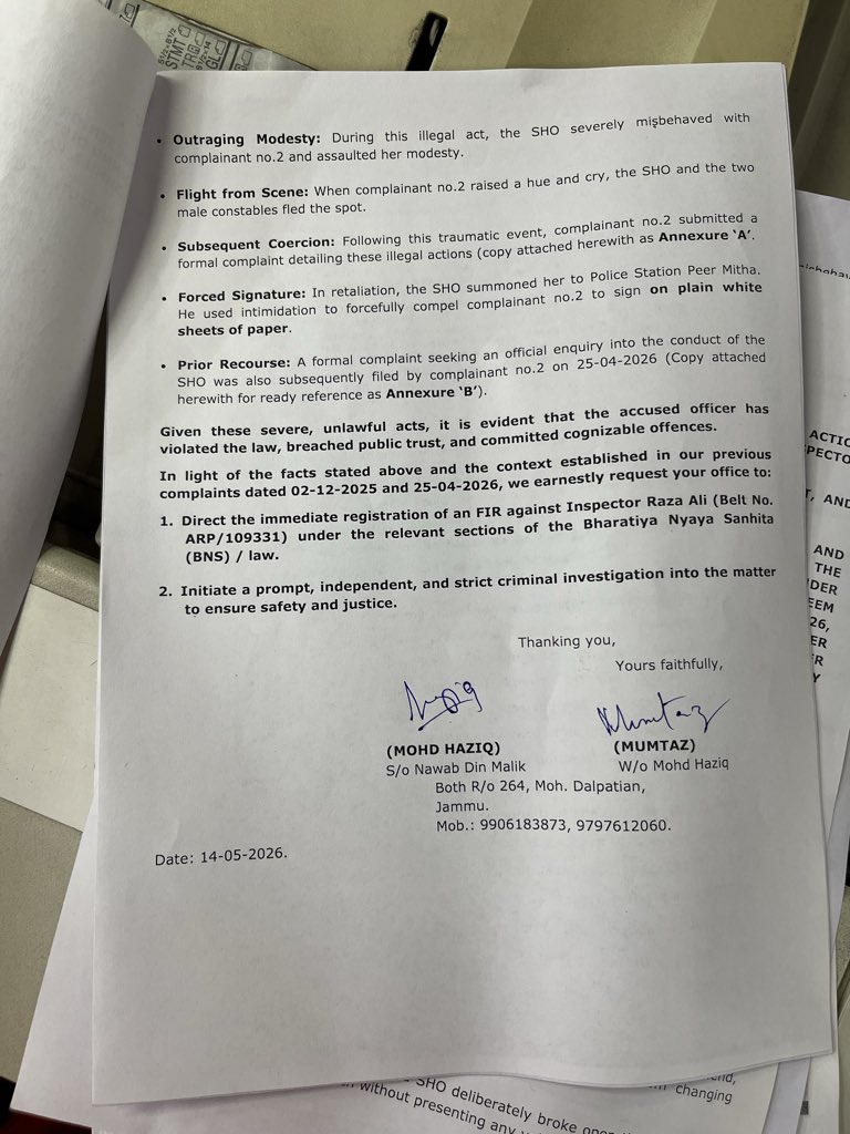 harron_malik's tweet photo. @nhracacb FAILURE (DELIBERATE &amp; INTENTIONAL) TO LODGE FIR AND GETTING MLC CONDUCTED ON A COMPLAINT FILED BY THE COMPLAINANT NO.1 MOHD. HAZIQ S/O NAWAB DIN MALIK (UNDER THE UNDUE INFLUENCE OF ONE MUBARIZ KHAN S/O SALEEM KHAN) SOON AFTER HE WAS ASSAULTED ON 20TH OF APRIL, 2026, https://t.co/URcdVmsxnr