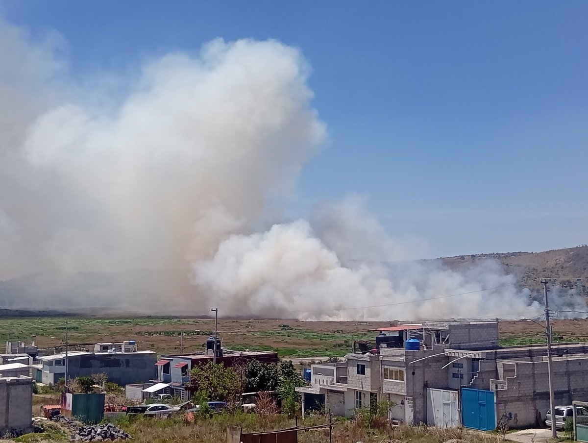 dapeflo40's tweet photo. ⚠️ #ÚltimaHora Vecinos de la colonia Santa Lucía, al Sur de la ciudad de Puebla, reportan que se está quemando lirio seco de la laguna de Valsequillo. https://t.co/Ipq477zim4