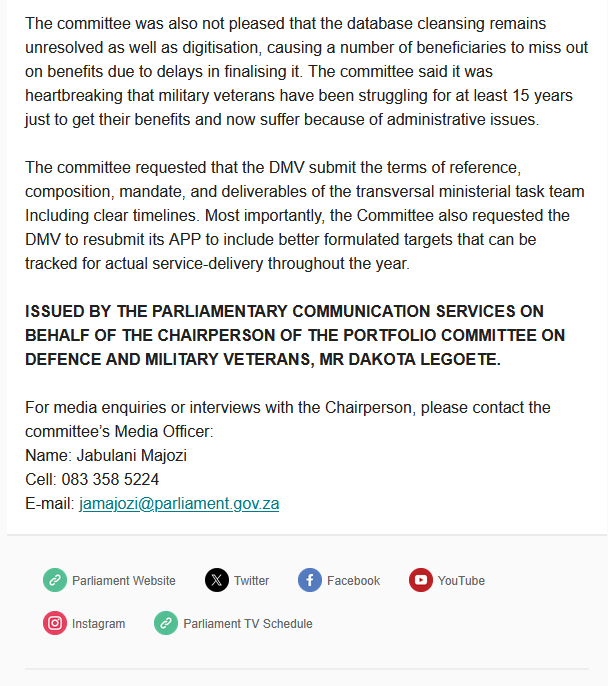Defence Cluster Parliament of RSA tweet media