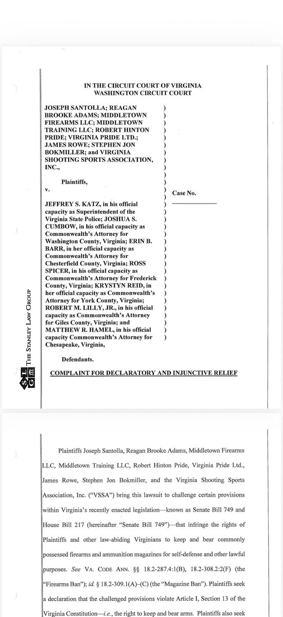 joedodson16's tweet photo. Breaking: firearm retailers challenge new Virginia ban on sale and purchase of high-capacity semi-automatic rifles and pistols in state court. Story soon @CourthouseNews https://t.co/tmmXwbcTax