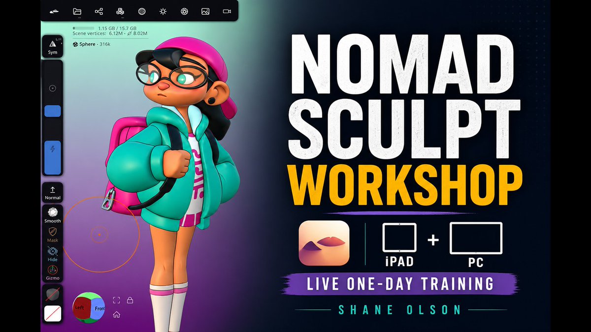 ShaneOlsonArt's tweet photo. Hey there! I’m officially putting together a live, one-day Nomad Sculpt Workshop for iPad and PC.

Perfect for beginners, curious ZBrush users, and artists wanting a lightweight sculpting workflow.

Join the waitlist:
https://t.co/J6Nabr9swf https://t.co/JK0WBaXlsN