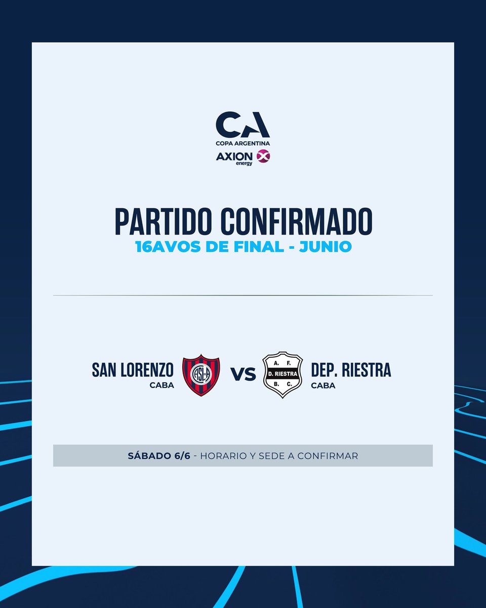 Copa_Argentina's tweet photo. ✅ Próximos partidos confirmados para mayo y junio en #NuestraCopa 🙌

#CopaArgentinaAXIONenergy 🏆🇦🇷 https://t.co/UEu0kATOgt