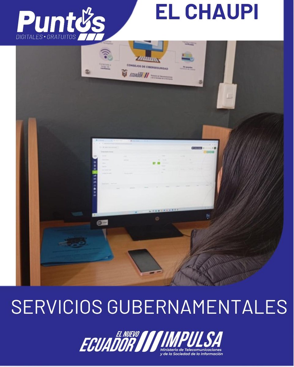 PDGELCHAUPI's tweet photo. PUNTO DIGITAL GRATUITO – EL CHAUPI
Un espacio cerca de ti donde puedes realizar todo tipo de documentos y trámites en línea, de forma 100% gratuita.Horario de atención:De 08:00 a 17:00
 Internet
 Apoyo en tareas académicas
 Investigaciones
 Servicios gubernamentales en línea https://t.co/nJb9jLTEIq