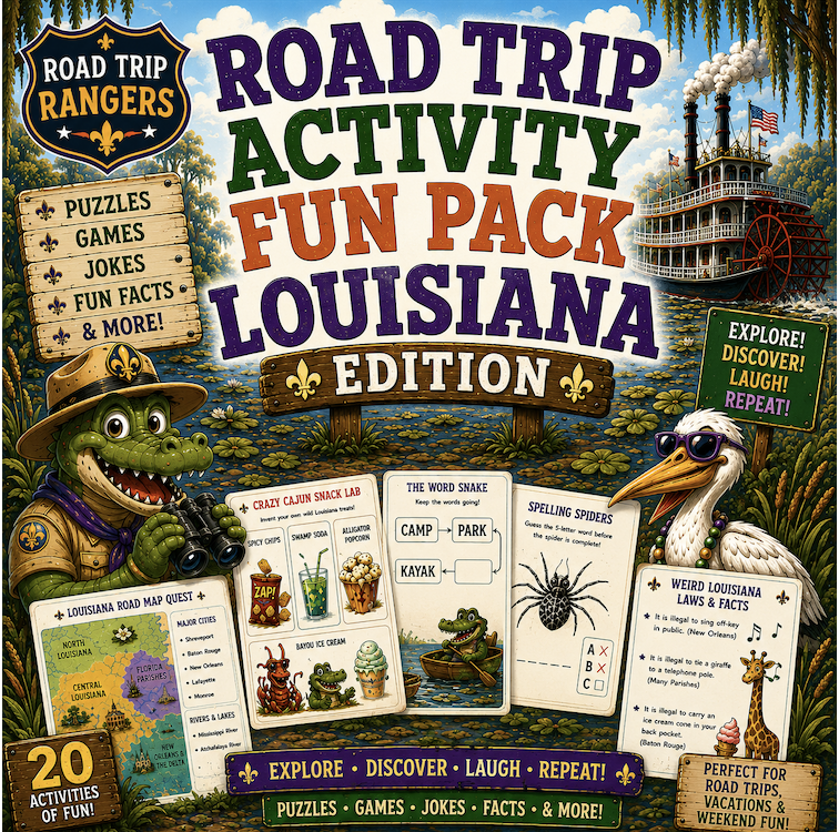 spullinteach's tweet photo. Take your family adventure through Louisiana with this exciting Road Trip Rangers: Louisiana Edition activity pack! ⚜️🐊
This 20-page printable travel activity book is packed with engaging, screen-free fun designed to keep kids entertained during road trips or weekend getaways https://t.co/DVbagFfHgZ