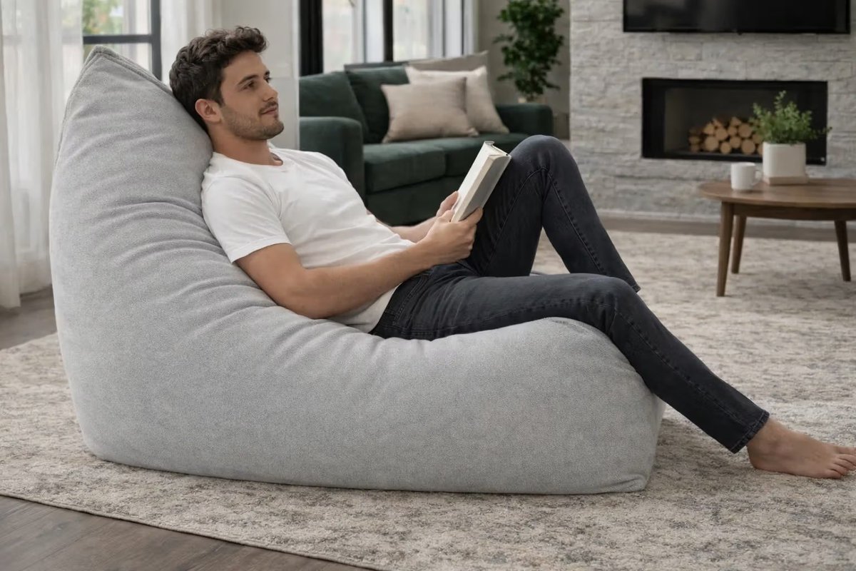 AmericanFreight's tweet photo. NOW at AF: Cozy Grey Plush Pod. Ultra-soft fabric and a sink-in feel make it the seat everyone will fight over.

Only $199.99 https://t.co/tqopD6Bfje