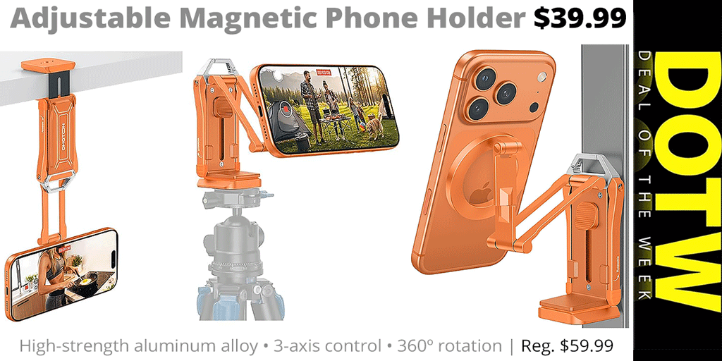 ConnectingPt's tweet photo. #ConnectingPoint's DEAL OF THE WEEK (5/15/26): Adjustable Magnetic Phone Holder reg. $59.99; #DOTW sale price: $39.99. Through 5/21/26 while supplies last. | https://t.co/U427coHZDN
.
#RValley #AppleiPhone #bargain #ContentCreation #DealOfTheWeek #MedfordOregon #RogueValley https://t.co/QdsYNI9uqz
