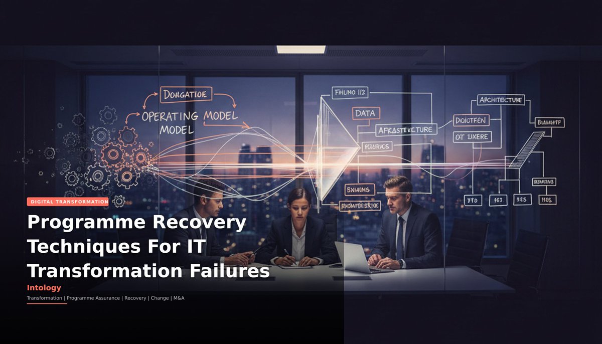 intologyltd's tweet photo. Failing IT transformation projects can be rescued with targeted programme recovery strategies. Deliver value despite setbacks with proven approaches.

#ProgrammeRecovery #BusinessTransformation

https://t.co/ICGNvW9Gmf https://t.co/goJQULRAwx