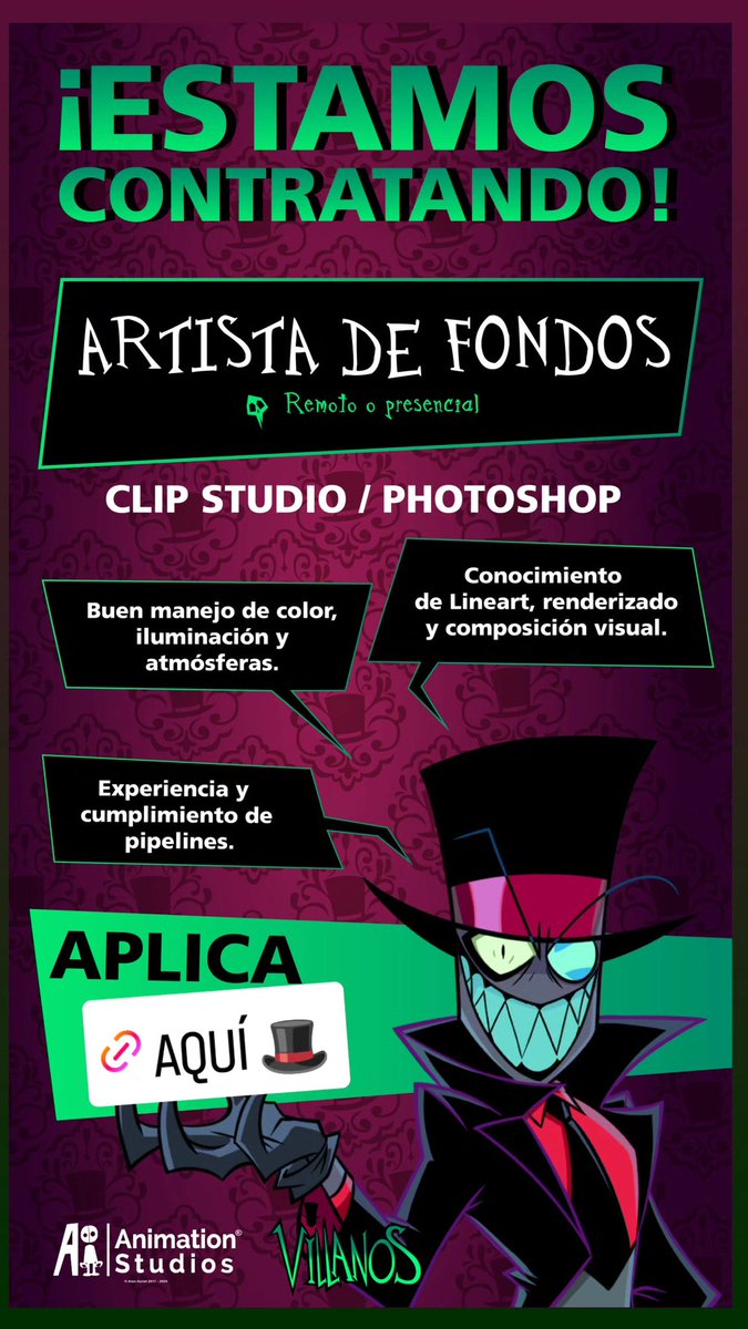 JhoyVWF's tweet photo. El estudio de animación "AI Animation Studios" que produce Villanos, está contratando a nuevo personal 🤩

Story: https://t.co/mh4RH9lOI1

#villanos #villainous https://t.co/ig86LBdhrx