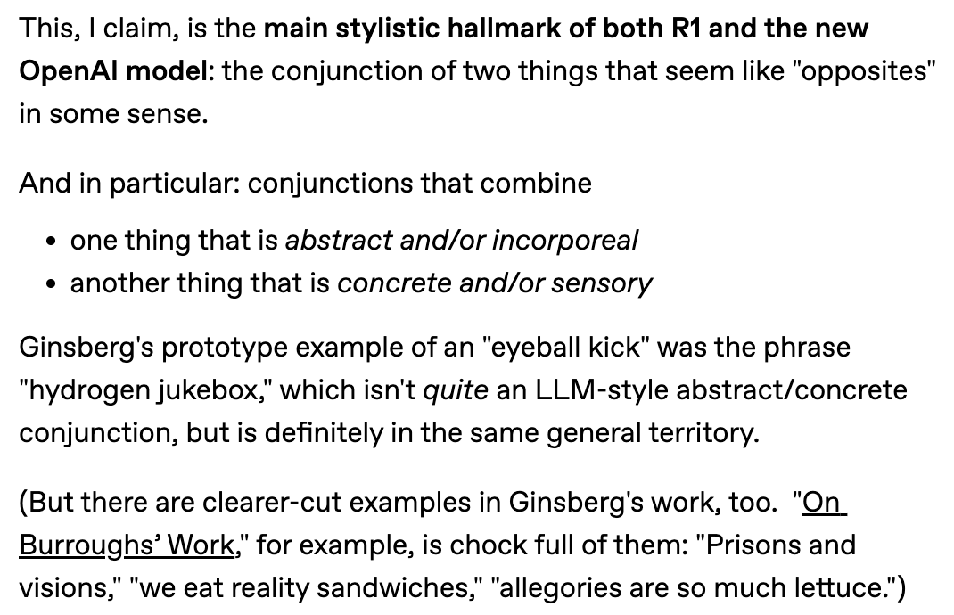 rocketalignment's tweet photo. Was talking to someone about goblins and RLHF artifacts. Got to thinking about what would reward hack our own poetry RMs

I'm a sucker for lines like
- on the porch swing of my mind
- down the hallways of my mind
- I'd like to walk around in your mind

TIL these are eyeball kicks https://t.co/glQUYNFjrW