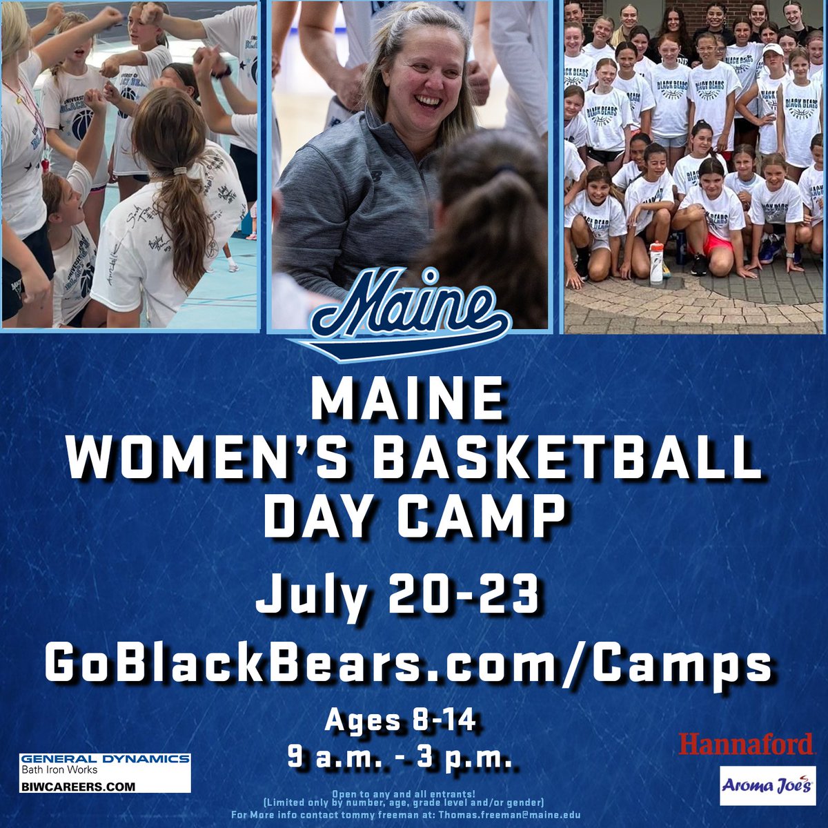 BlackBearsWBB's tweet photo. 🚨 Summer Camp registration open now! 

🔵 Day Camp: July 20-23
🔵 Player Development Camp: Aug. 3-7

Register here: https://t.co/RnCsJBKaMr

#BlackBearNation https://t.co/0wyH2ikOvK
