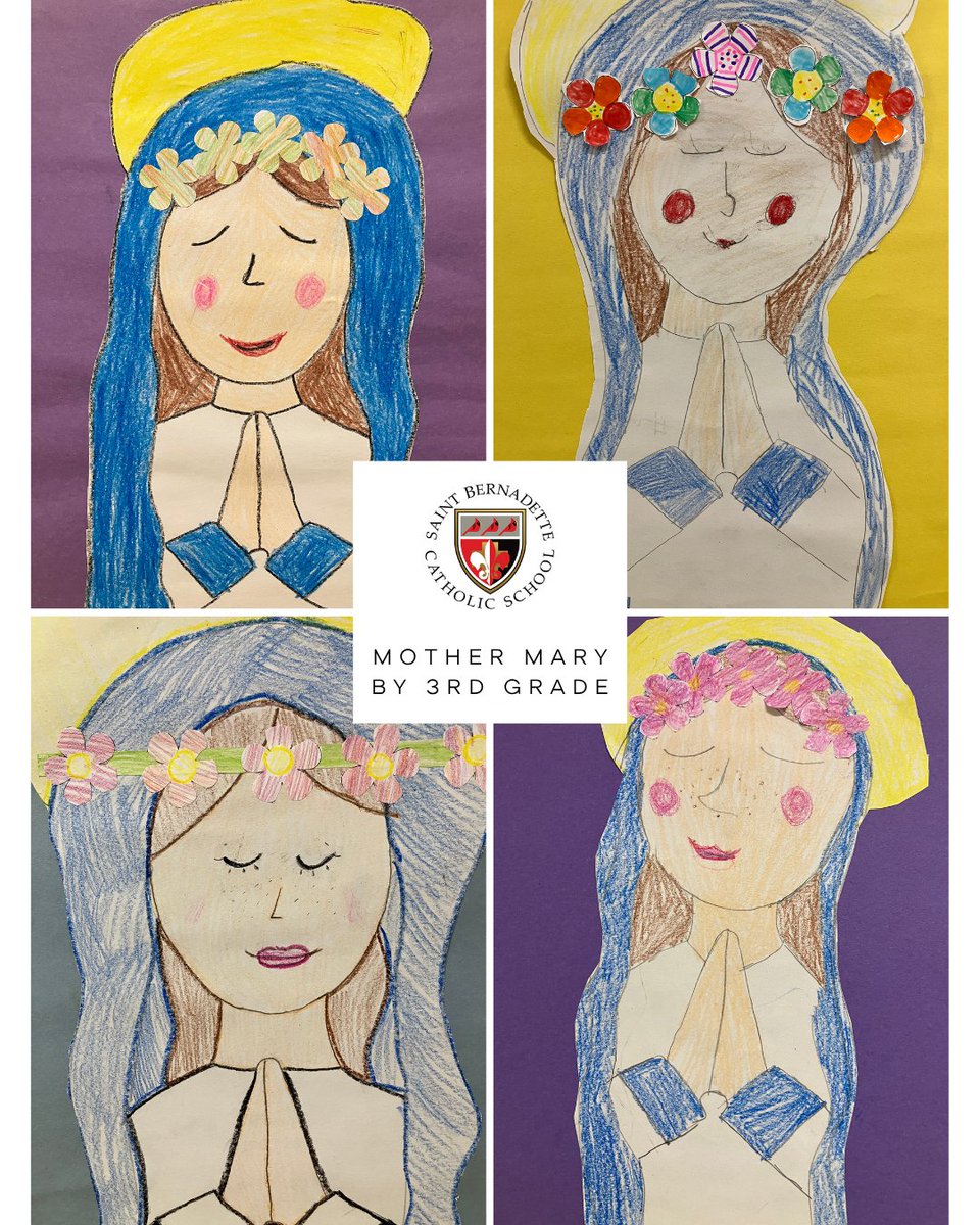 StBern_school's tweet photo. Our 3rd graders made lovely renditions of Mary that make us smile every time we pass the intermediate hallway. Sharing a few of their work to start your weekend on a positive note. Have a wonderful and blessed weekend! #stbernschool #stbcardinals #formingheartsandmindsinChrist https://t.co/nggizfi4sR