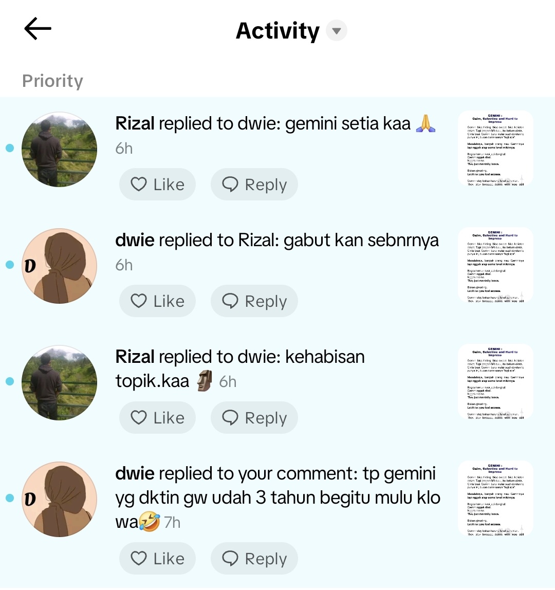 xxilda_'s tweet photo. lucu bgt liat org2 bales2an komen di komen gue🤣🤣 https://t.co/zdtg2oelqh