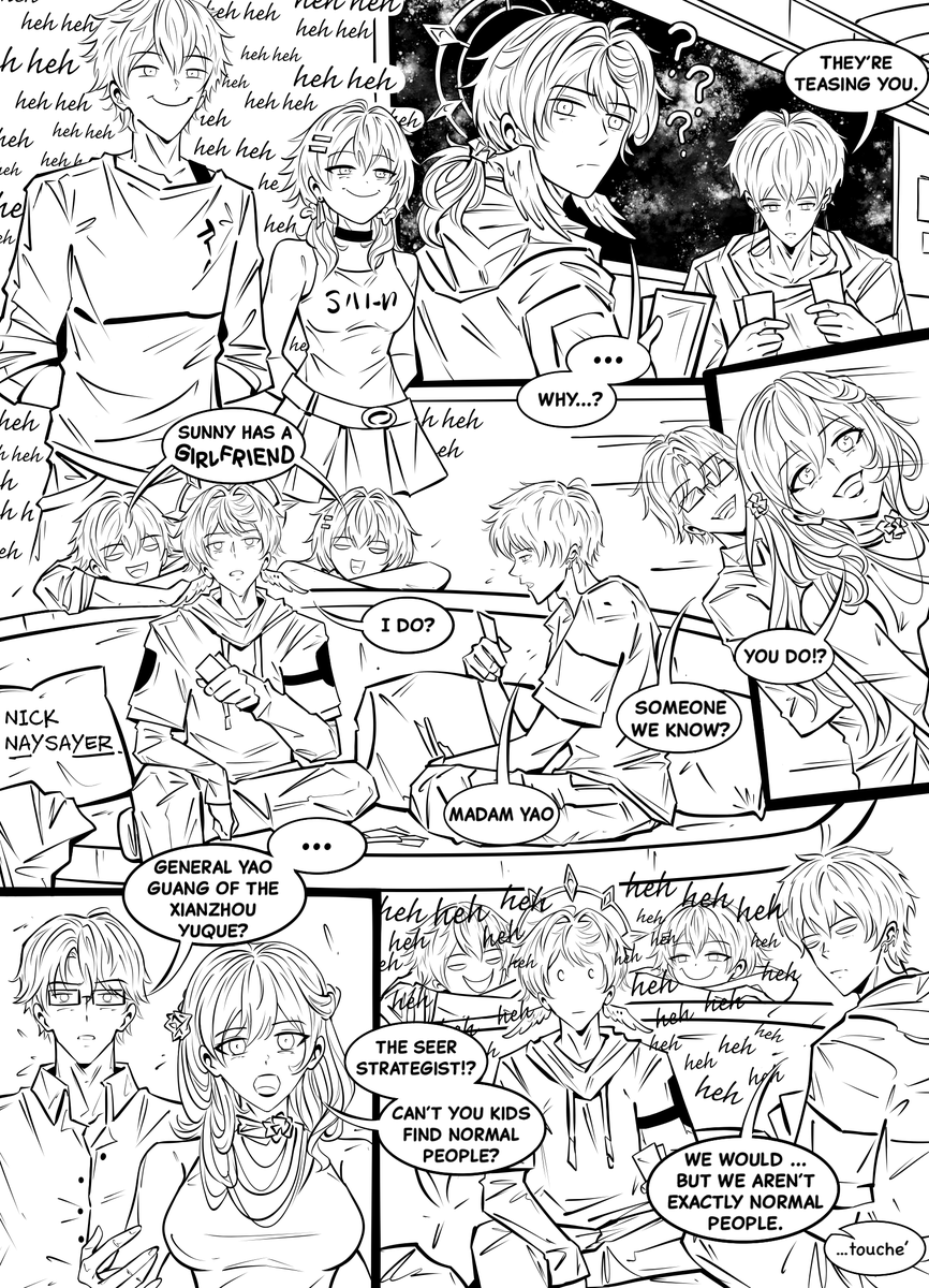 Nick_Naysayer's tweet photo. Somedays, Sunday wonders why he joined the Astral Express Family ~
#honkaistarrail #astralexpress #danheng #sunday #yaoguang #Planarcadia #mihoyo #fanart #ComicsArt https://t.co/3MnS56Pyd1