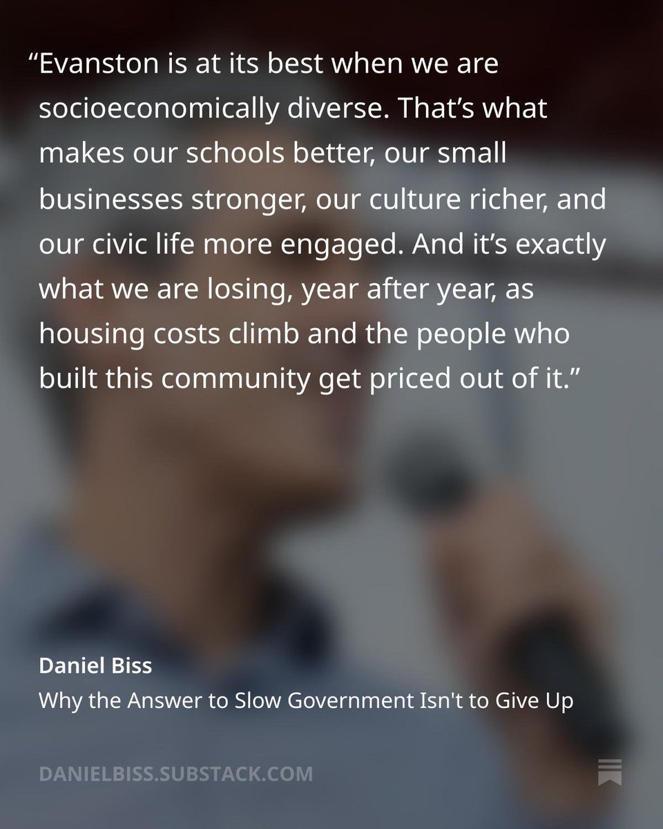 DanielBiss's tweet photo. Read my latest substack about the recent Housing4All victory in Evanston and why we can't give up on slow government

➡️ https://t.co/2uMAj6vSEg https://t.co/uoukDyQgXR
