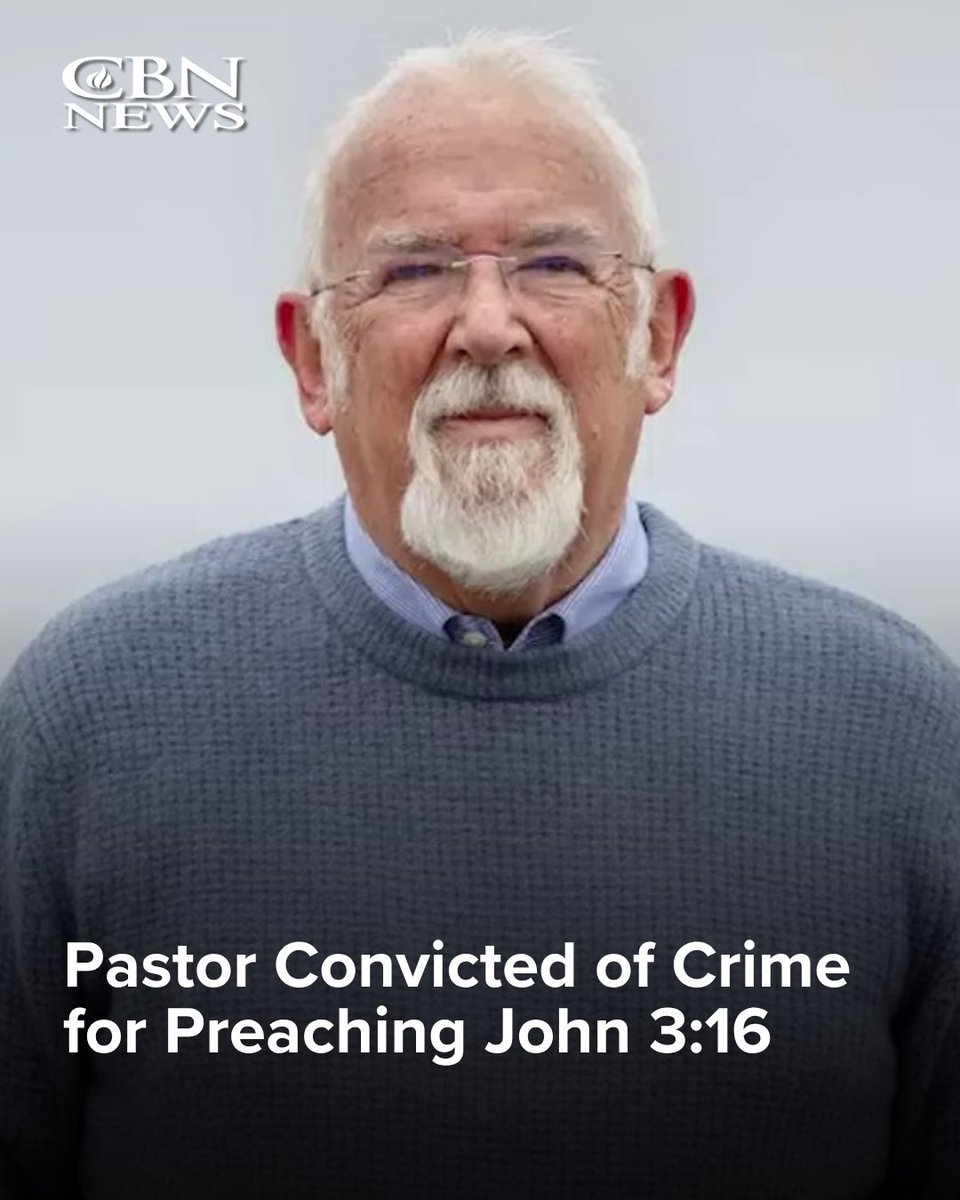 CBNNews's tweet photo. Clive Johnston, a 78-year-old retired pastor in Northern Ireland, has been convicted and fined for preaching a Gospel-centered message near a hospital.

The septuagenarian may very well be the first person prosecuted under the law for preaching a sermon that did not even mention abortion, according to the Christian Institute.

Not only was the former pastor not speaking about abortion — he was preaching about one of the most fundamental passages to the Gospel message, John 3:16, which states, “For God so loved the world, that he gave his only Son, that whoever believes in him should not perish but have eternal life” (ESV).

FULL STORY: https://t.co/oz8likUGhW